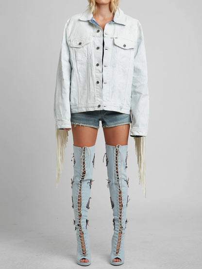 Gusa White Coated Denim