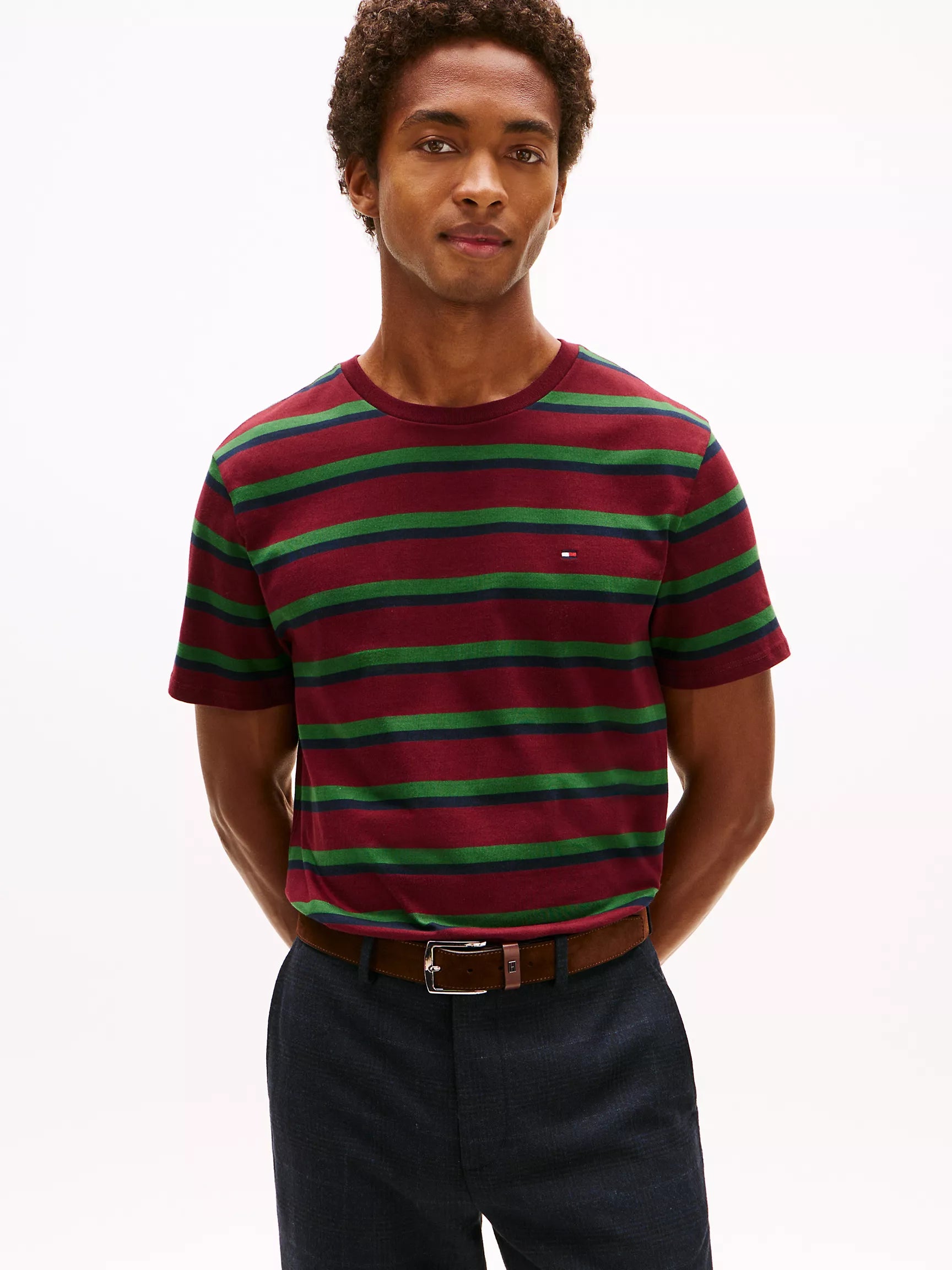 Deep Rouge/Green Stripe