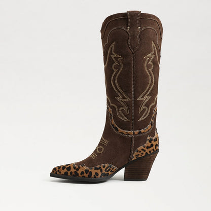 Chocolate/Tan Leopard Suede