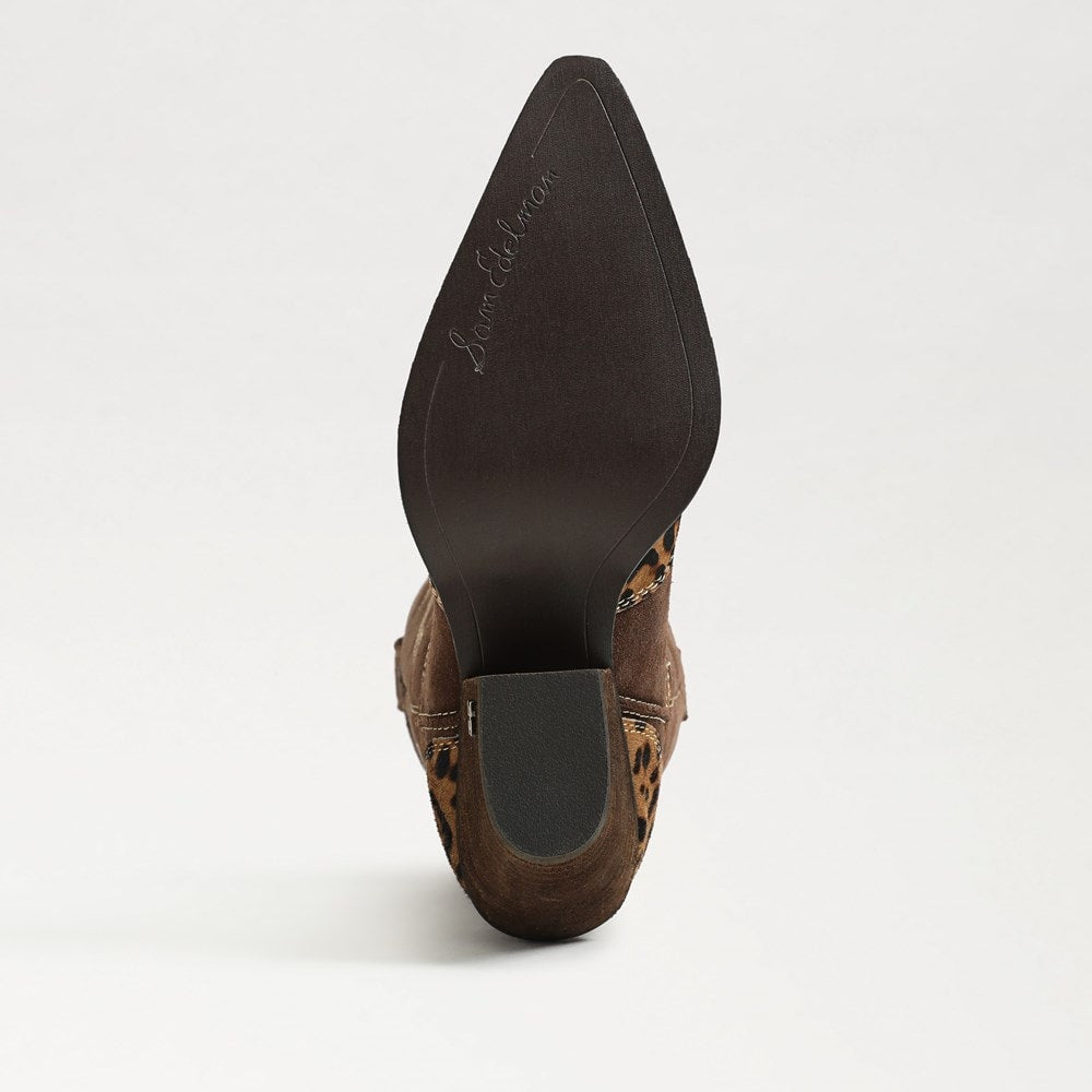 Chocolate/Tan Leopard Suede