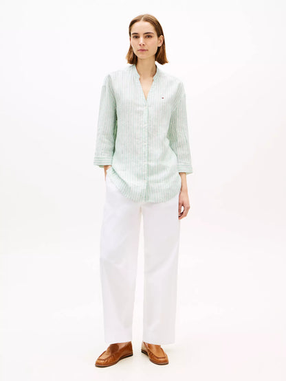 Chalk Stripe Ecru Courtside Green