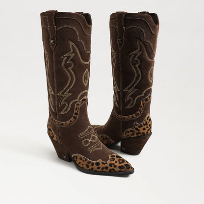 Chocolate/Tan Leopard Suede