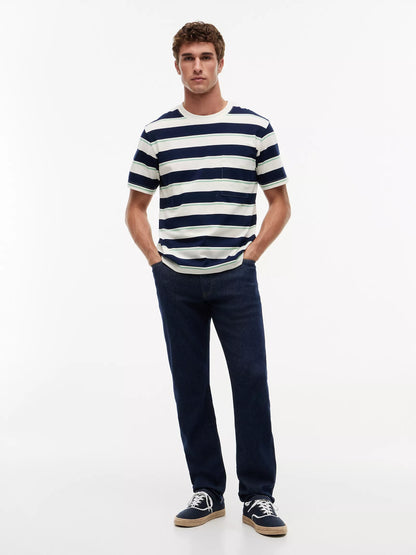 Ivory/Carbon Navy/Cut Grass Stripe