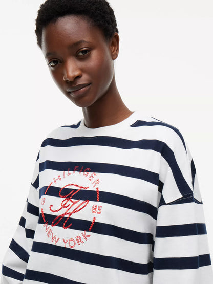 Ecru / Navy Blue Stripe