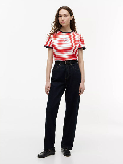 Fire Red / Ecru Stripe