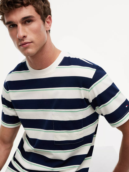 Ivory/Carbon Navy/Cut Grass Stripe
