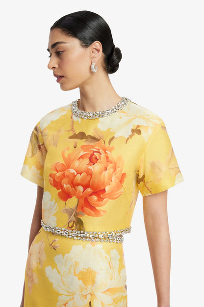Peony Print in Yellow