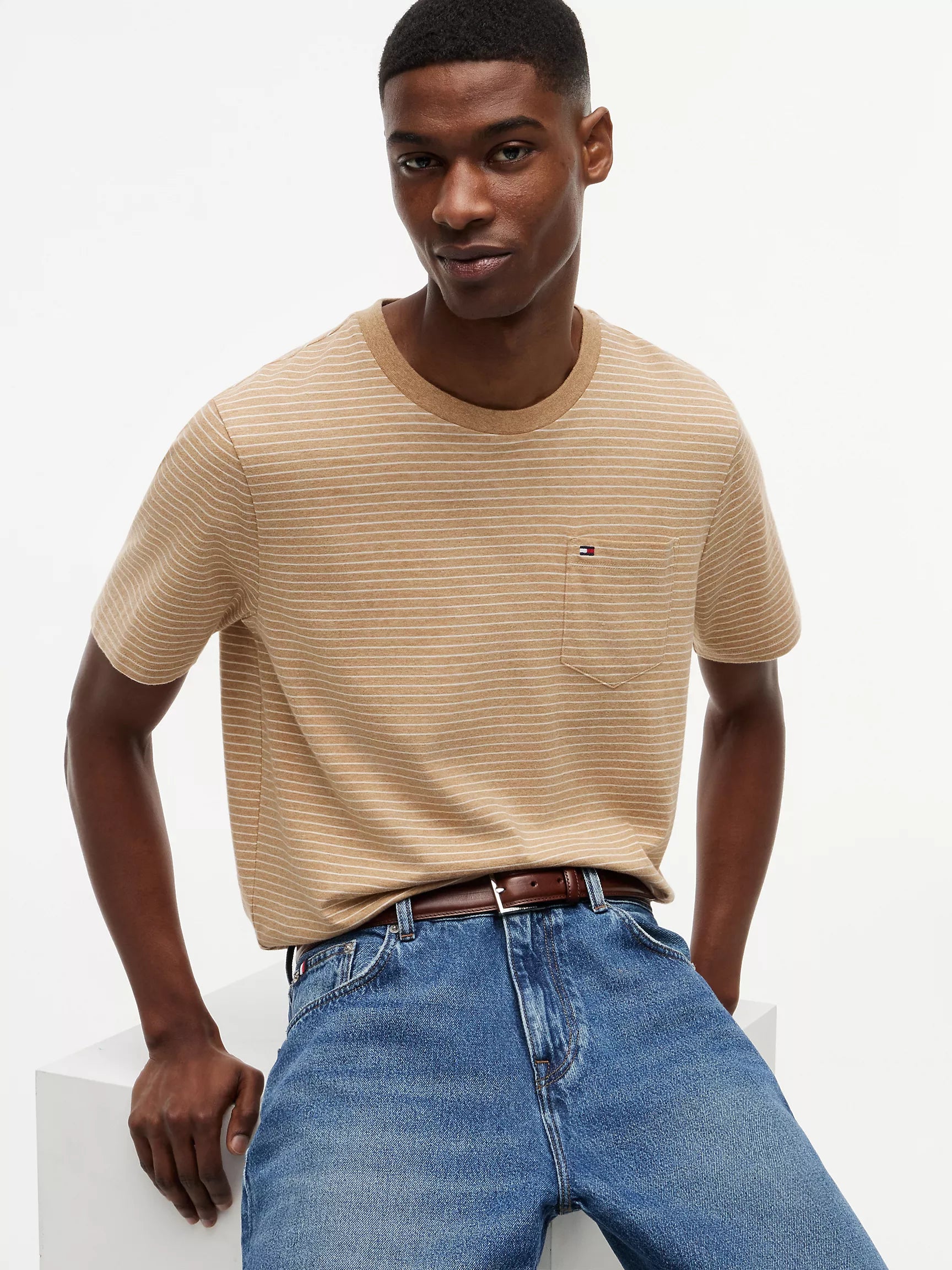 Iconic Camel Heather Stripe