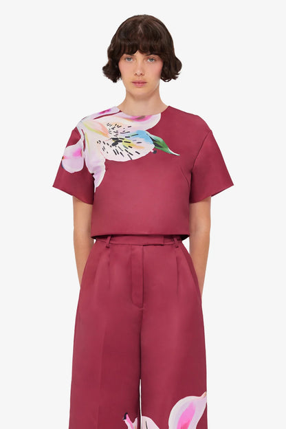 Lily Print in Burgundy