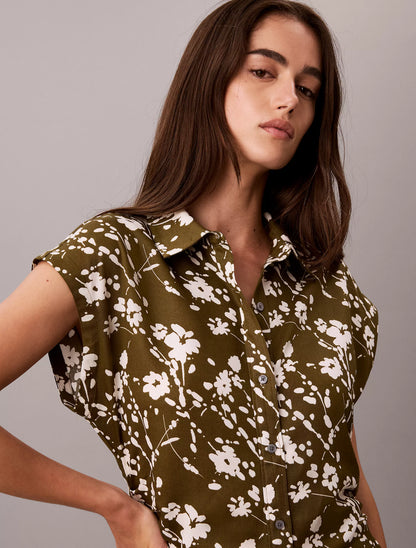 Splatter Floral Dark Olive Tofu