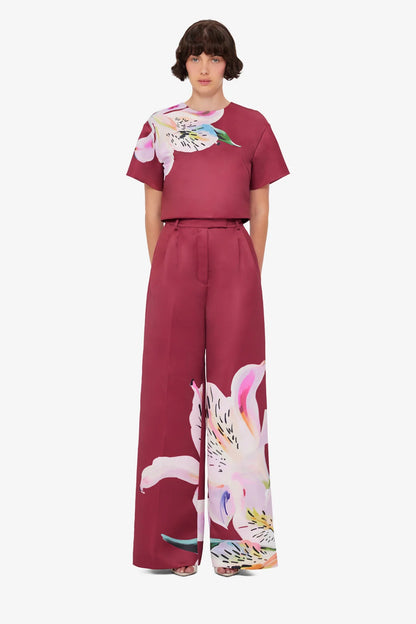 Lily Print in Burgundy