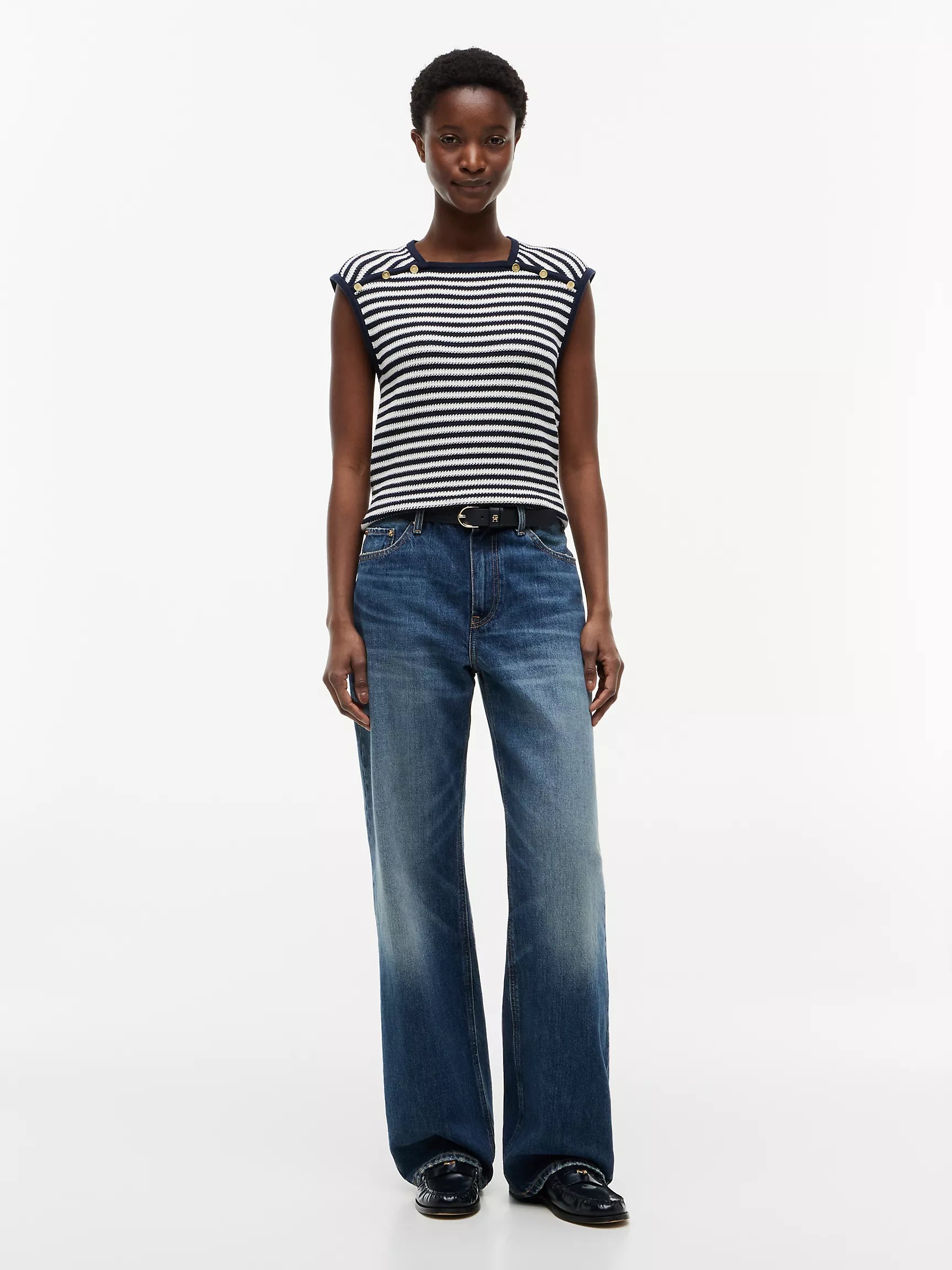 Navy Blue / Ivory Stripe