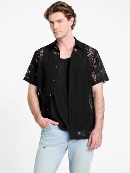 Black Floral Devore