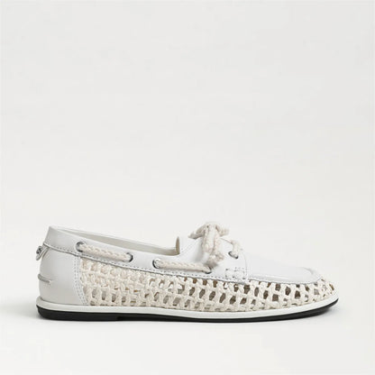 Bright White Leather/Woven Fabric
