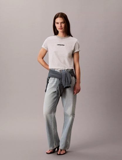 Grey Heather + Bright White Stripe