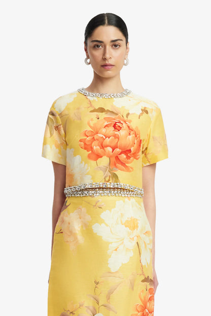 Peony Print in Yellow