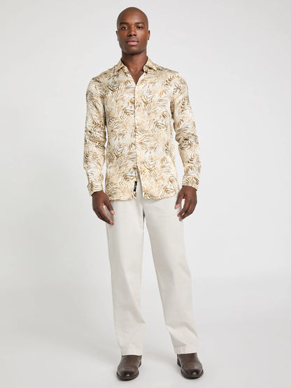 Ecru Sand Foliage Print
