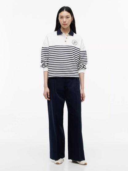 Ecru / Navy Blue Stripe