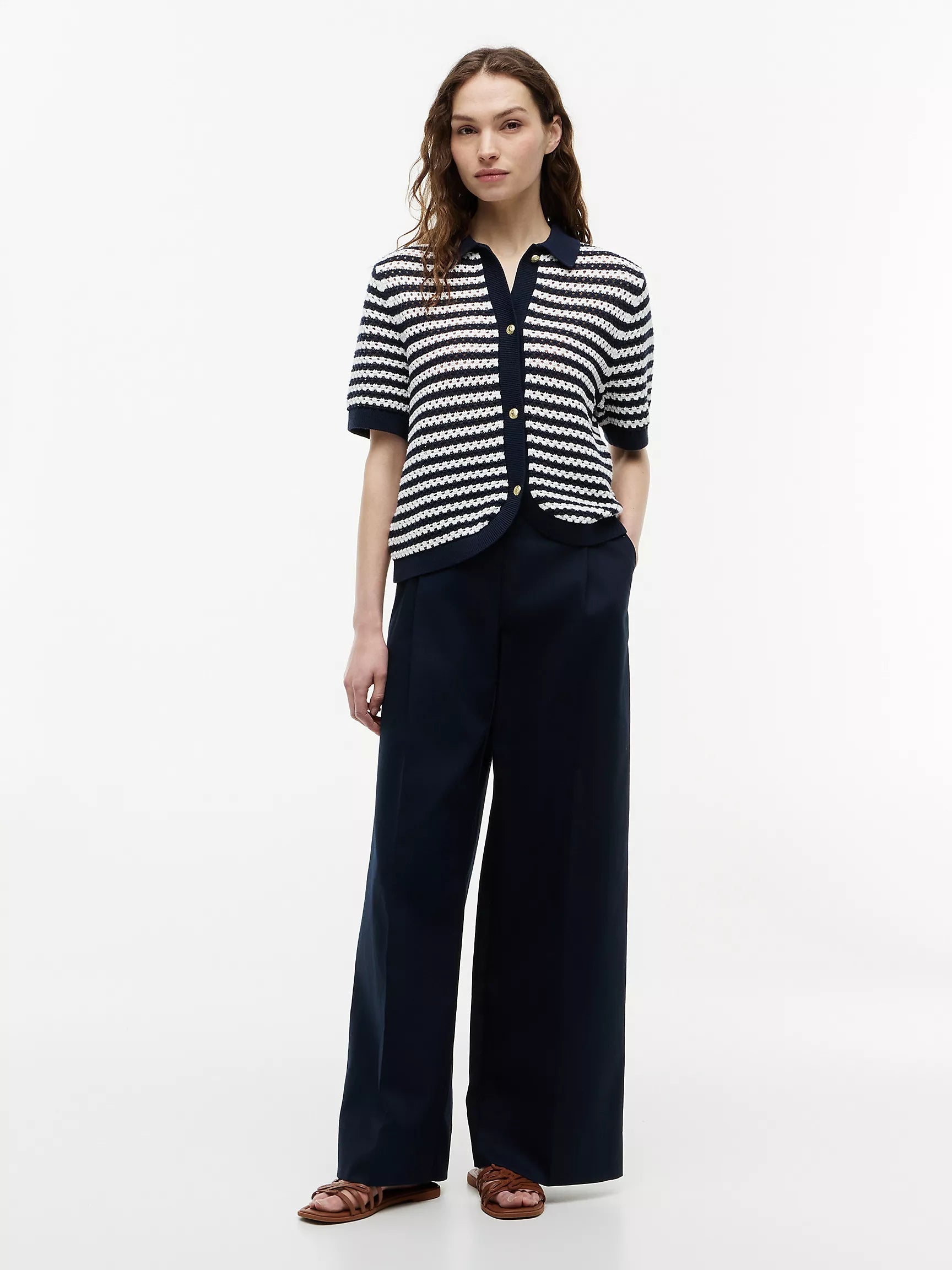 Navy Blue / Ecru Stripe