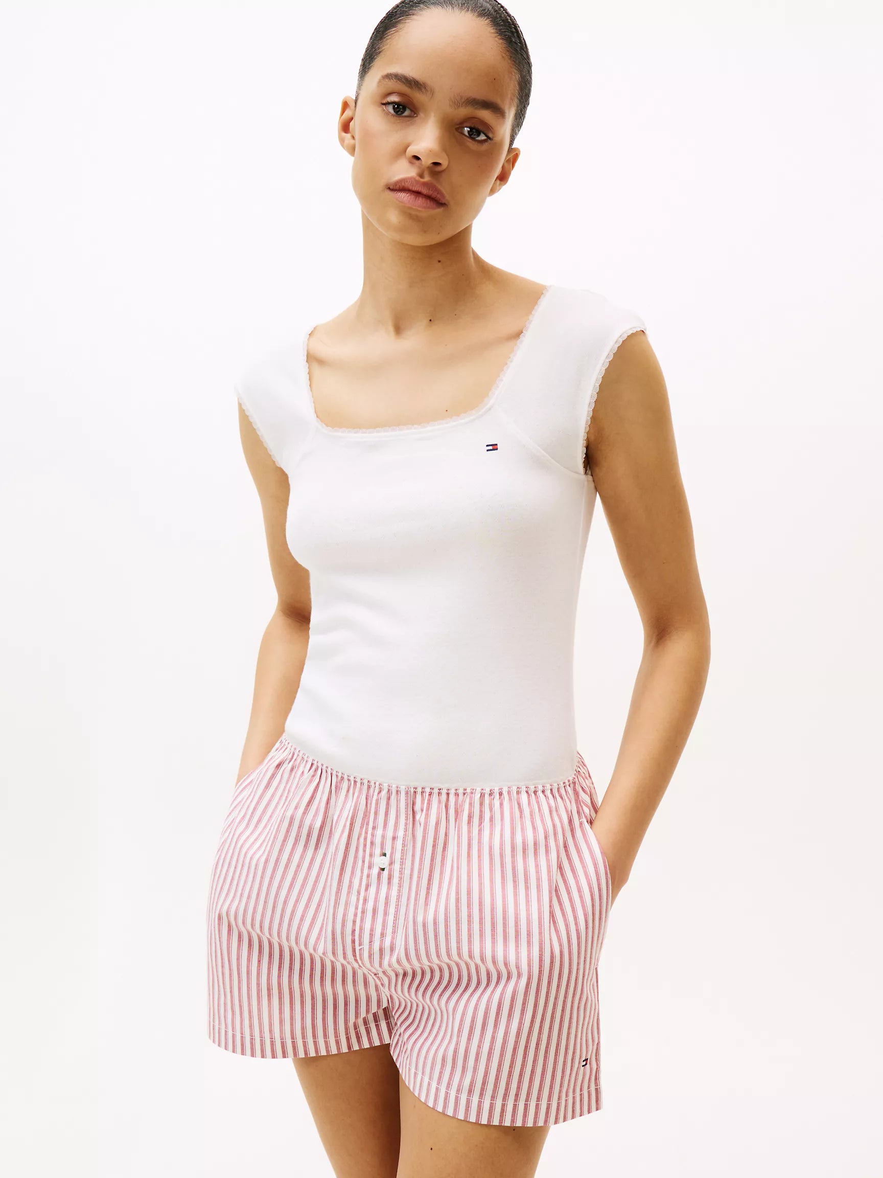 Ecru Pointelle / Blazer Stripe Prim Red