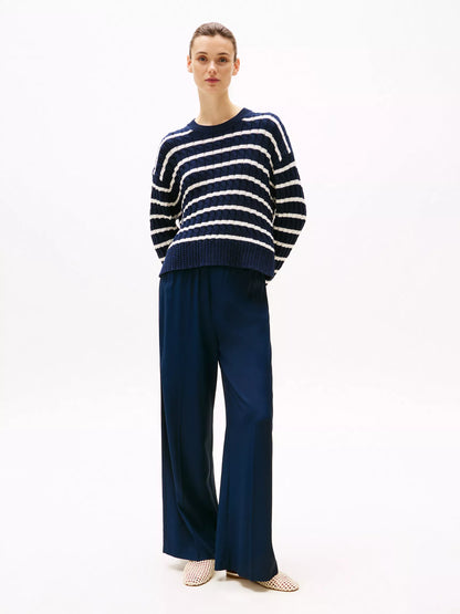 Ivory Petal / Dark Night Navy Stripe