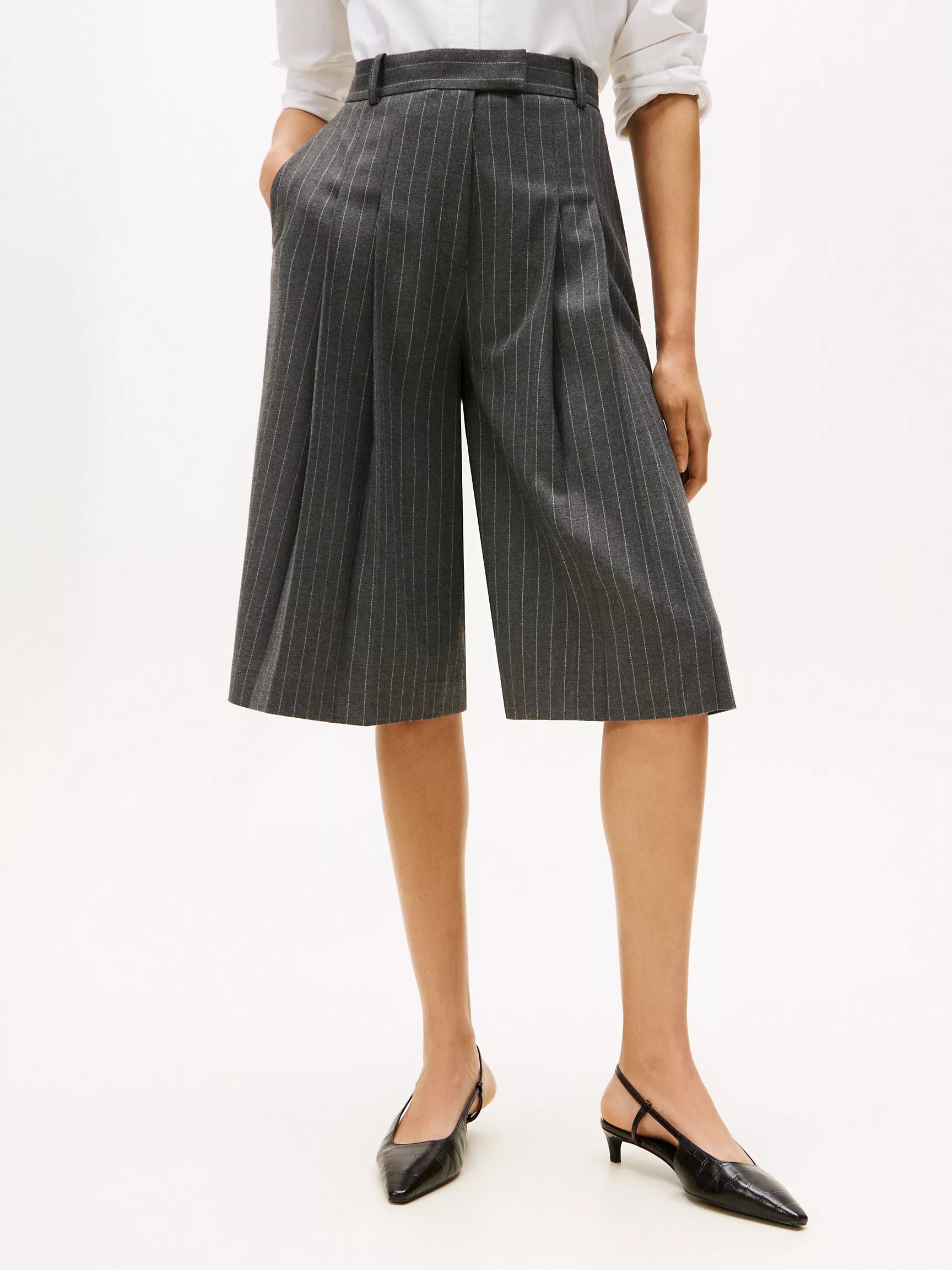 Mid Grey Heather Pinstripe