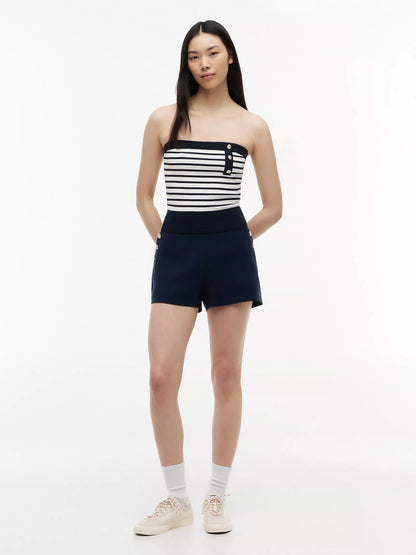 Navy Blue / Ecru Stripe
