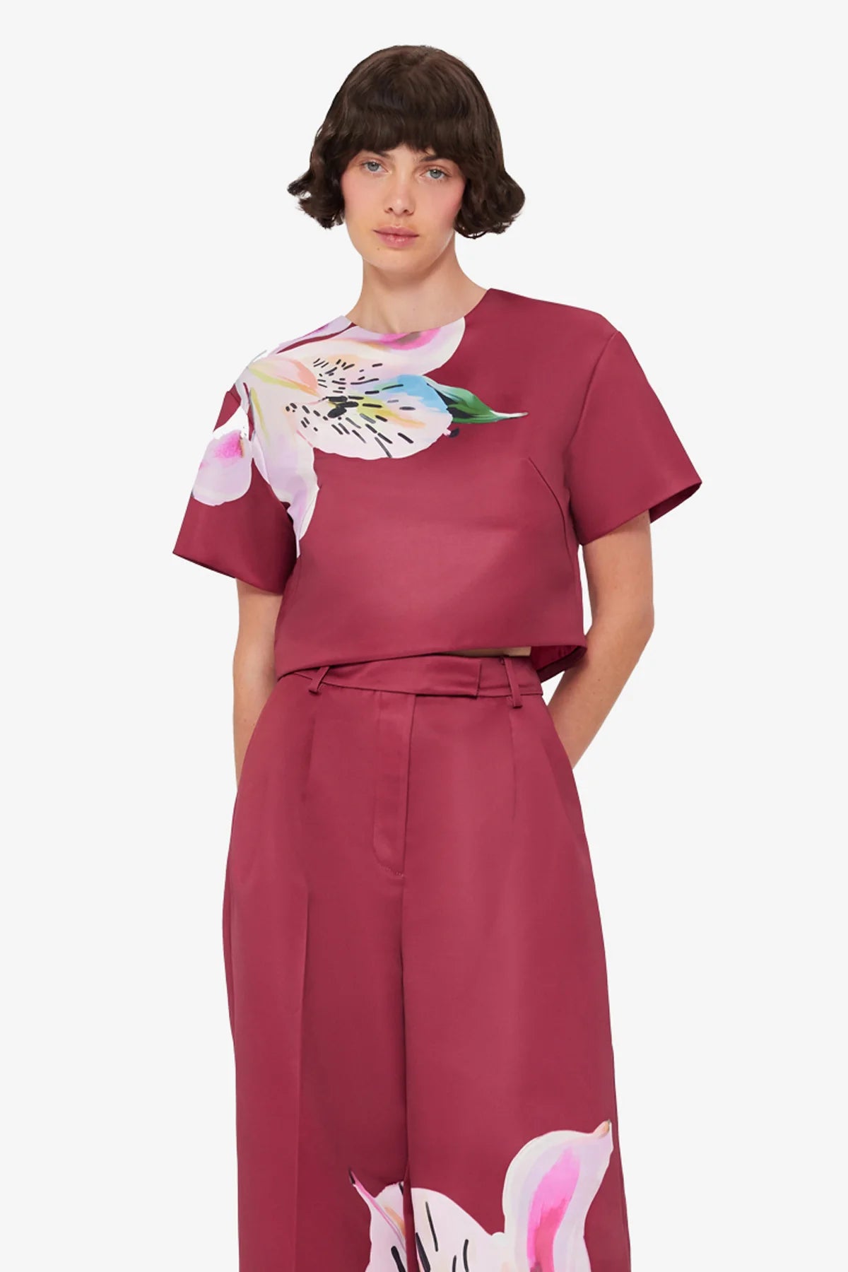 Lily Print in Burgundy
