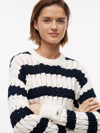 Navy Blue / Ecru Stripe