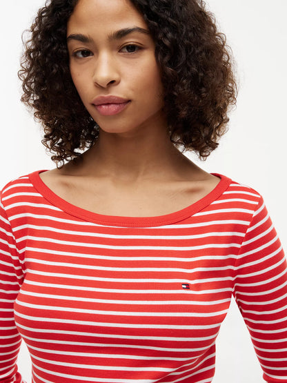 Fire Red / Ecru Stripe
