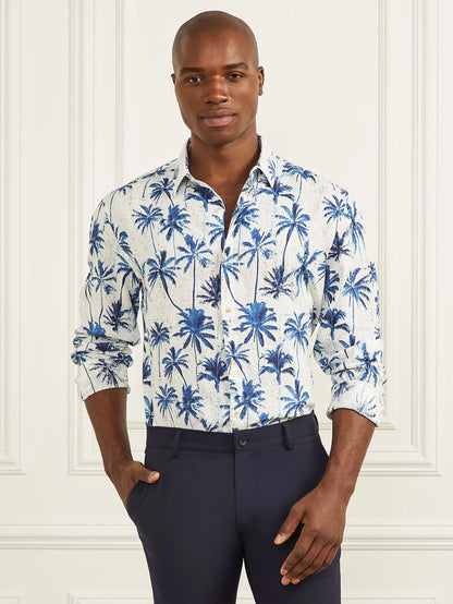 Blue Palm Print