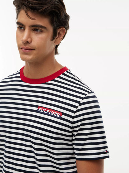 Ivory Silk/Navy Stripe