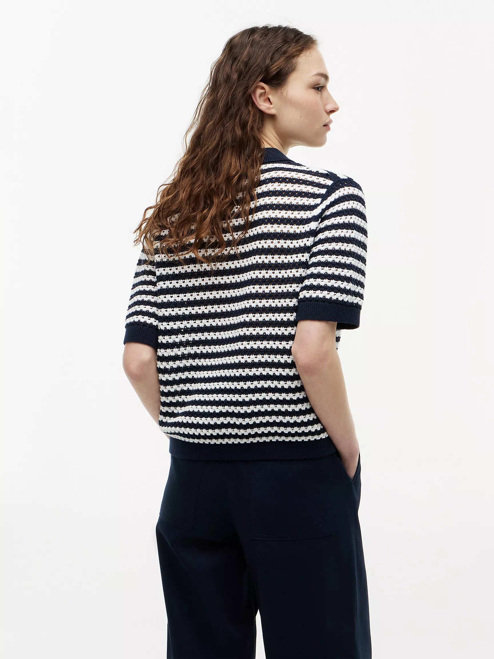 Navy Blue / Ecru Stripe