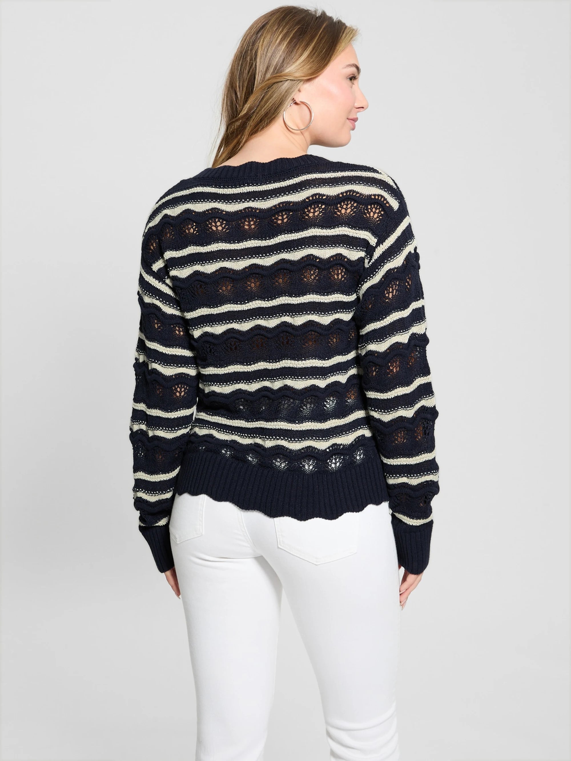 Blue W/Cream White Lurex