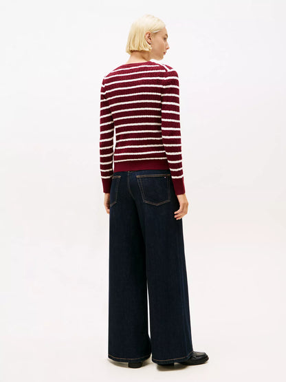 Burgundy / Ivory Silk Stripe