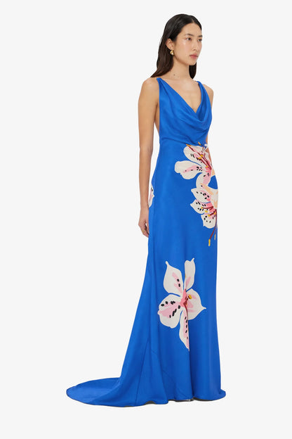 Lily Print in Cobalt