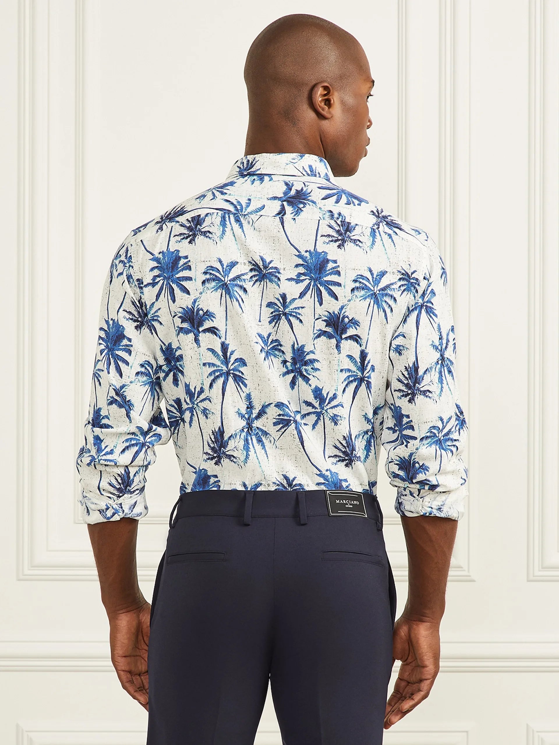 Blue Palm Print