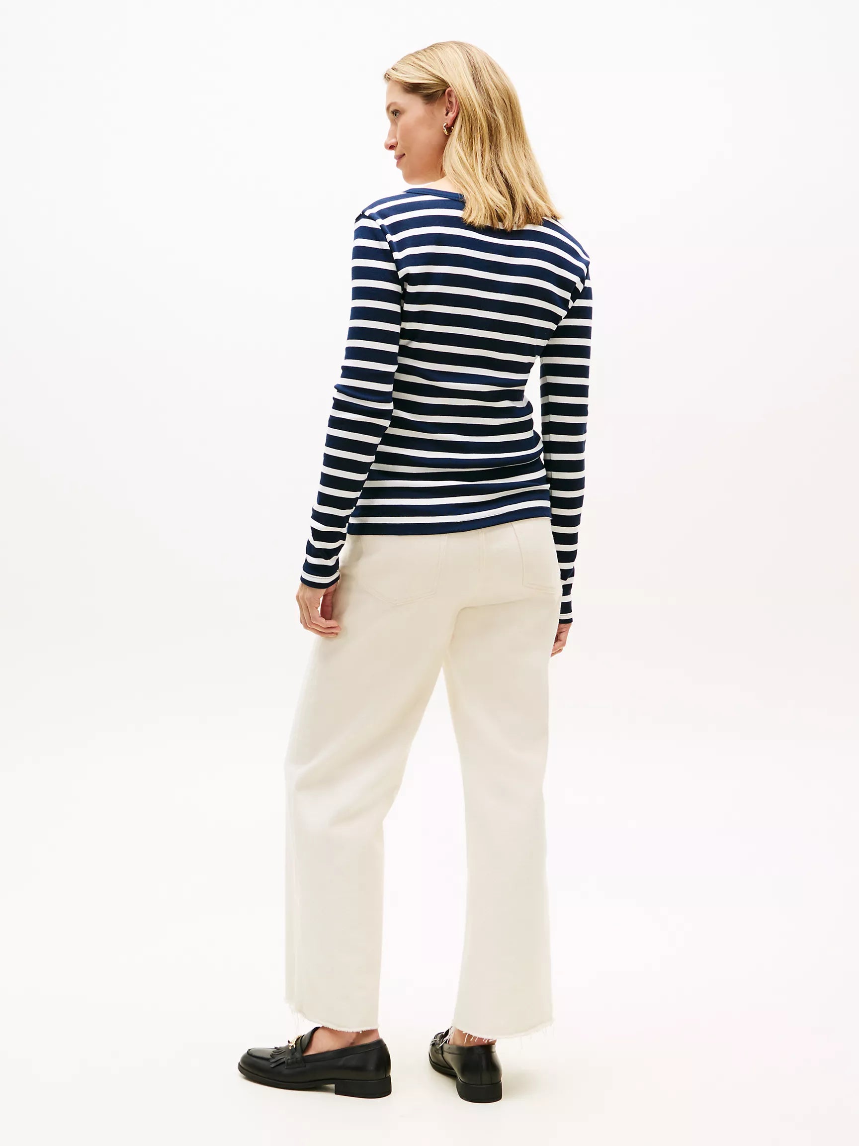 Ecru / Dark Blue Stripe