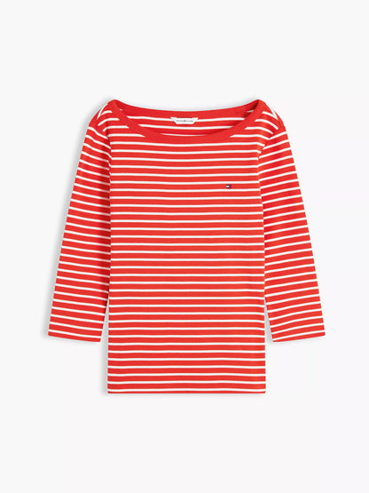 Fire Red / Ecru Stripe