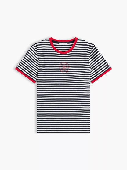 Navy Blue / Ecru Stripe