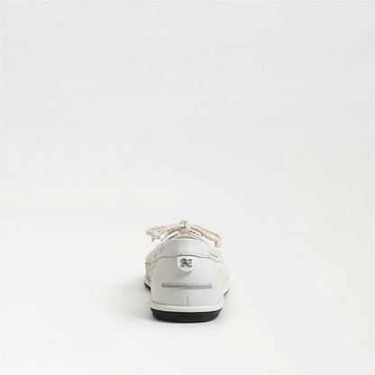 Bright White Leather/Woven Fabric