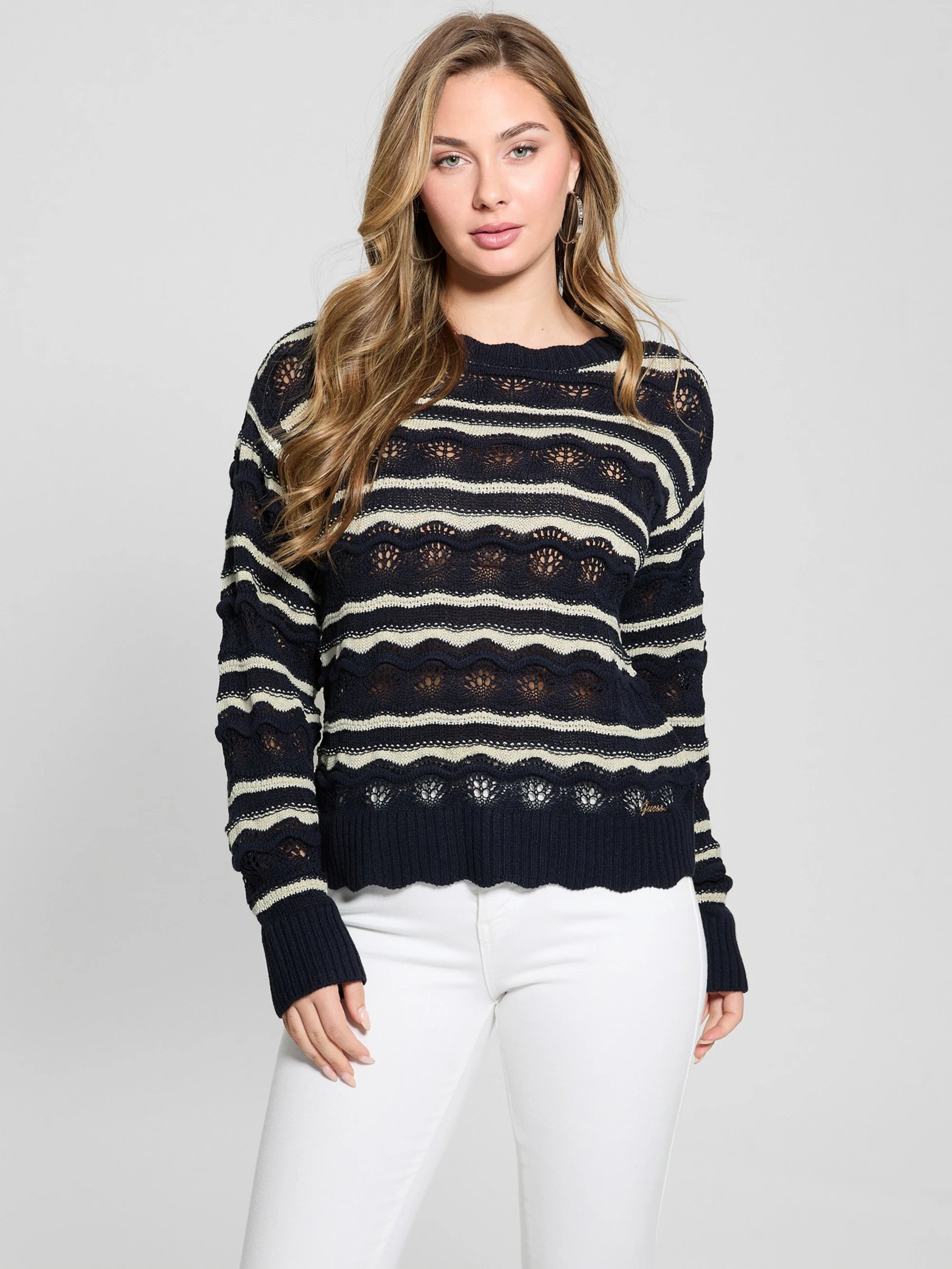Blue W/Cream White Lurex