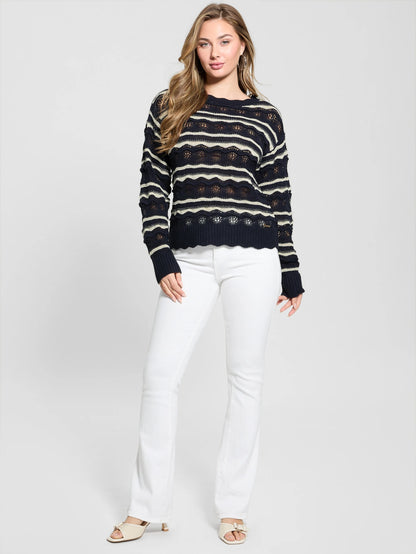 Blue W/Cream White Lurex