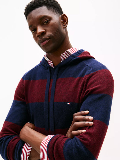 Navy/Deep Burgundy Heather Stripe