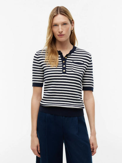 Navy Blue / Ivory Stripe