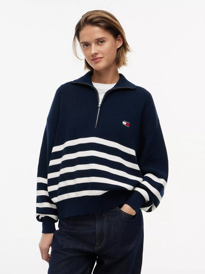 Navy Blue / Ecru Stripe