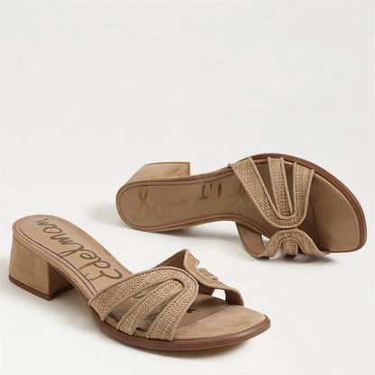Buff Tan Faux Raffia/Suede
