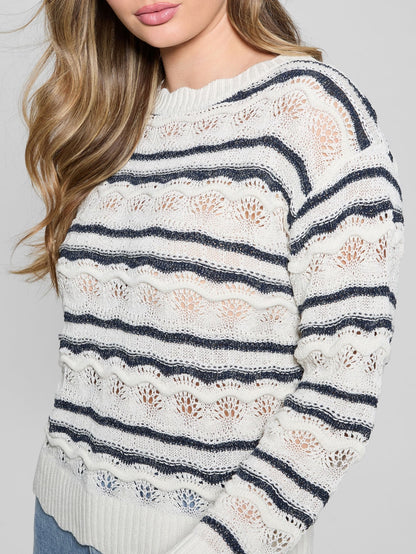 Cream White W/ Blue Lurex