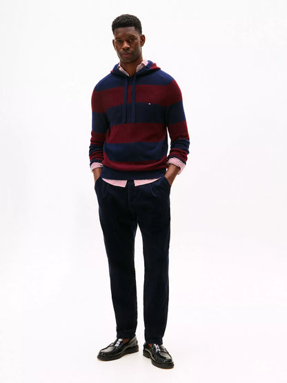 Navy/Deep Burgundy Heather Stripe