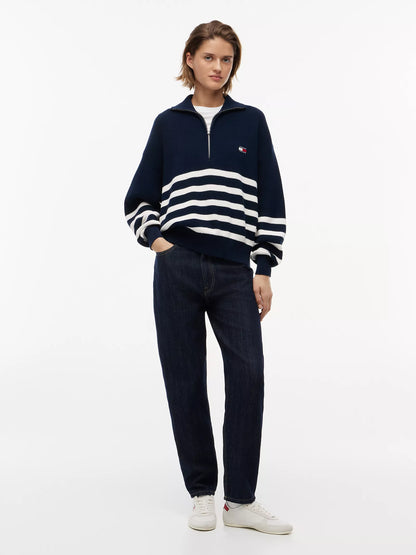 Navy Blue / Ecru Stripe